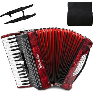 Accordion 34 Key 60 Bass Piano Beginners Teachers Students (Red)