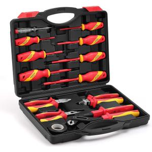KBOISHA Insulated Screwdriver & Plier Set, 1000V Insulated Electrician Screwdriver Set for Electrician Magnetic Phillips Slotted Pozidriv Screwdriver