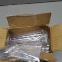 Zezzxu 50 Pack Mini Dessert Cups with Spoons, 2.2 oz Plastic Small Dessert Shotter Cups Slanted Appetizer Cups for Serving Mousse Pudding Triffle