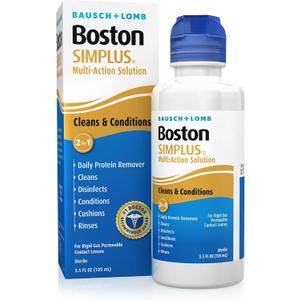Boston SIMPLUS Multi-Action Solution, Cleans & Conditions Rigid Gas Permeable (RGP) Lens, Daily Protein Remover, 3.5 Fl Oz