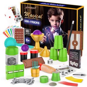 Magic Kit for Kids, 300+ Magic Tricks Perfect Toy for Boys and Girls, Magic Wand Magician Set with Instruction Manual and Video for Beginners Ages 6 7 8 9 10 11 12 Years Old