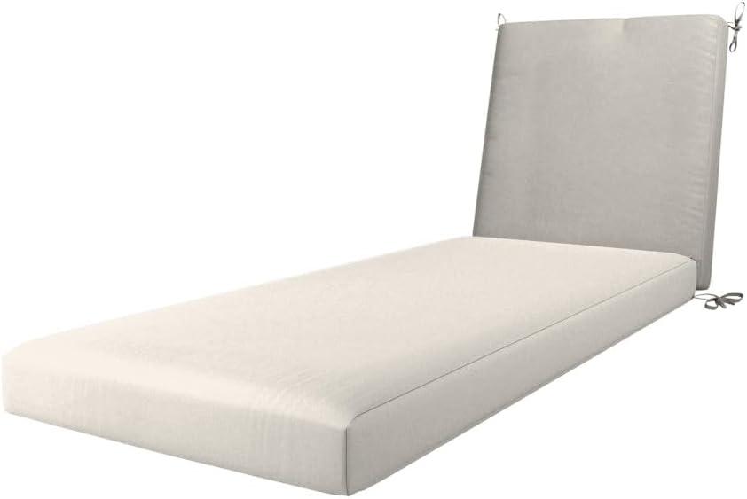 California Umbrella Outdoor Chaise Lounge Cushion, 24 x 78 Inch, Premium Outdoor Memory Foam, Fade Resistant, Solstice Olefin Fabric, Patio Lounger Cushion with Fabric Ties, White