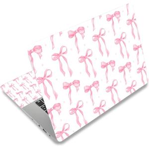 Pink Bow White 12 12.1 13 13.3 14 15 15.4 15.6 in Skin Laptop Sticker Decal, Netbook Skins for Notebook PC, Universal Vinyl Laptop Decor Cover for Women Girls, Waterproof Art Protector