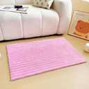 Light Pink Faux Fur Striped Plush Area Rug for Bedroom Living Room Sofa,2'x3' Fluffy Shaggy Rectangular Square Rug for Kids Teen Girls Room,Furry Carpet Rug for Nursery Baby Room