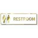 Premium WHITE & GOLDEN Finish Acrylic RESTROOM DOOR Sign 10 X 3 INCH Easy to Mount 3M Self-Adhesive Tape Signage for Hotel Office Corporate Business Resort Society