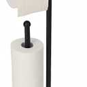 Toilet Paper Holder with Shelf, Freestanding Toilet Paper Stand with Storage Space for Holding Extra 4 Toilet Paper Rolls (Stainless Steel Base, Black)