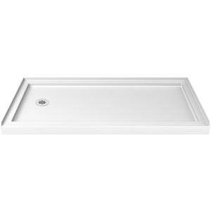 DreamLine SlimLine 34 in. D x 60 in. W x 2 3/4 in. H Left Drain Single Threshold Shower Base in White, DLT-1134601