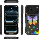 MZELQ Magnetic Case for iPhone 17 Pro Max 6.9 Inch, Clear Butterfly [Compatible with Magsafe Charging] Translucent Matte Hard Shockproof Camera Protection Cover for Women Men, Frosted Black