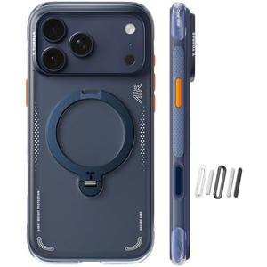 TORRAS Ostand Q3 Air for iPhone 17 Pro Case 6.3'' with Stronger Magnetic Stand, Fit for Magsafe, Airbags Miltary Protection, Camera Control for iPhone 17 Pro Case, Shockproof & Stylish, Midnight Blue