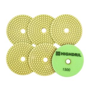 Wet Diamond Polishing Pads - HIGHDRIL 6pcs 4 inch #1500,for Granite Marble Ceramic Artificial Stone Sanding Used on Grinder or Polisher