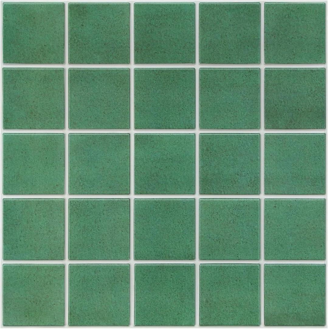 Commomy 10 Pcs Matte 3D Peel and Stick Tile 11.8"x11.8" Ultralight PVC Square Peel and Stick Backsplash for Kitchen Stick on Tiles for Bathroom,Living Room,Fireplace,Interior Wall Decor,Jungle Green