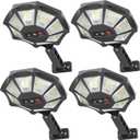 Solar Lights Outdoor, 168LED 6500K Flood Light Dusk to Dawn, 8 Sides Solar Outdoor Lights with Motion Sensor, IP66 Waterproof Solar Street Lights Outdoor for Yard, Pools(4 Pack)