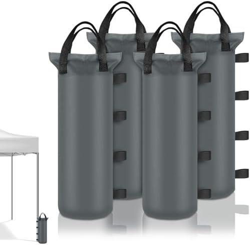 3 Sand Bags for Weight, Heavy Duty Sandbags for Canopy Legs, Extra Large Pop Up Tent Weights, Canopy Weight Bags for Gazebo, Outdoor Sun Shelter, Umbrella - Gray, 6"×20", Without Sand