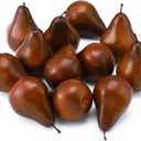Wavwavw 12 Pcs Artificial Fruit Fake Brown Pear Bulk Lifelike Simulation Pears Decorative Fake Fruit Decor Artificial Fruit Model for Photography Props Home Decoration Supermarket Display
