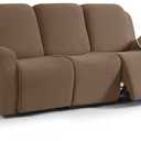 TAOCOCO Recliner Sofa Covers 8-Pieces Stretch Large Couch Covers for 3 Seats Reclining Slipcovers Soft Jacquard Pattern Furniture Protector (Khaki)