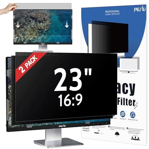 [2 Pack] 23 Inch Privacy Screen for Computer Monitor 16:9 Aspect Ratio, Eye Protection Anti Blue Light Glare Shield, 23inch Removable Black Blackout Anti Spy Desktop Security Private Filter