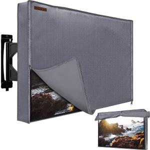 Outdoor TV Cover 60-65 Inches, HOMEYA 600D Heavy Duty Weatherproof TV Enclosure with Front Flap, Waterproof Zipper+Bottom Cover, for Outside LED LCD Flat Screen TVs-Cover Size 58.5''L x 35''H x 4.5"W