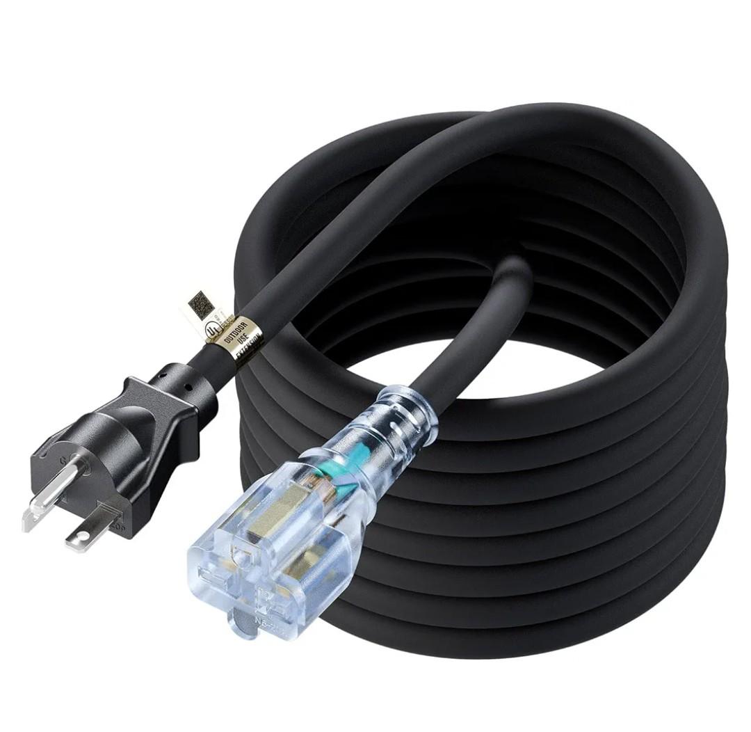 25-Feet (7.65 Meter) Long 20 Amp-250 Volt Nema 6-20P Extension Cord, 12AWG Nema 6-20 Heavy Duty Extension Cable, Nema 6-15/20R T-Blade Cord with Red Indicator Light