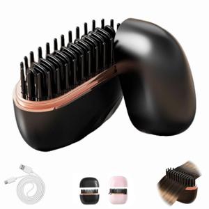 Brush Straightener for Women 3-Level Rechargeable Portable Anti-Scald
Heated Styling Brush Anti Frizz Hair for Vacation Road Trip Commuting Dating Daily