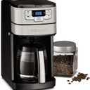 Cuisinart Automatic Grind & Brew 12-Cup Coffee Maker with Blade Grinder, Programmable Coffee Machine Glass Carafe with 1-4 Cup Setting, Brew Pause, Grind-Off Option, DGB-400NAS, Black/Stainless Steel