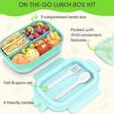 Bento Box for Kids, Bento Lunch Box for Girls & Boys, 3-Compartment Non-BPA Lunch Container with Utensils, Microwave & Dishwasher Safe, Ideal for Meal Prep & School (green), Standard
