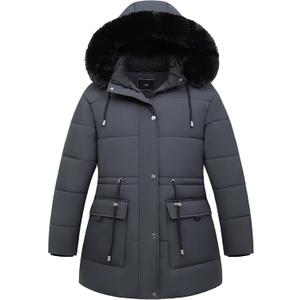 Women's Plus Size Down Coat Parka Jacket | Waterproof, Windproof, Detachable Hood, Thicken for Winter Warmth