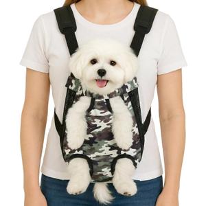 Dog Backpack Carrier, Front Pocket for Essentials, Pet Sling Front Backpack for Small Medium Dogs 10-16 Lbs, Legs Out, Adjustable Wearable Puppy Chest Travel Bag, Easy-Fit for Hiking/Walking/Camping