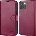 OCASE Compatible with iPhone 14 Wallet Case, PU Leather Flip Folio Case with Card Holders RFID Blocking Kickstand [Shockproof TPU Inner Shell] Phone Cover 6.1 Inch 2022 (Burgundy)