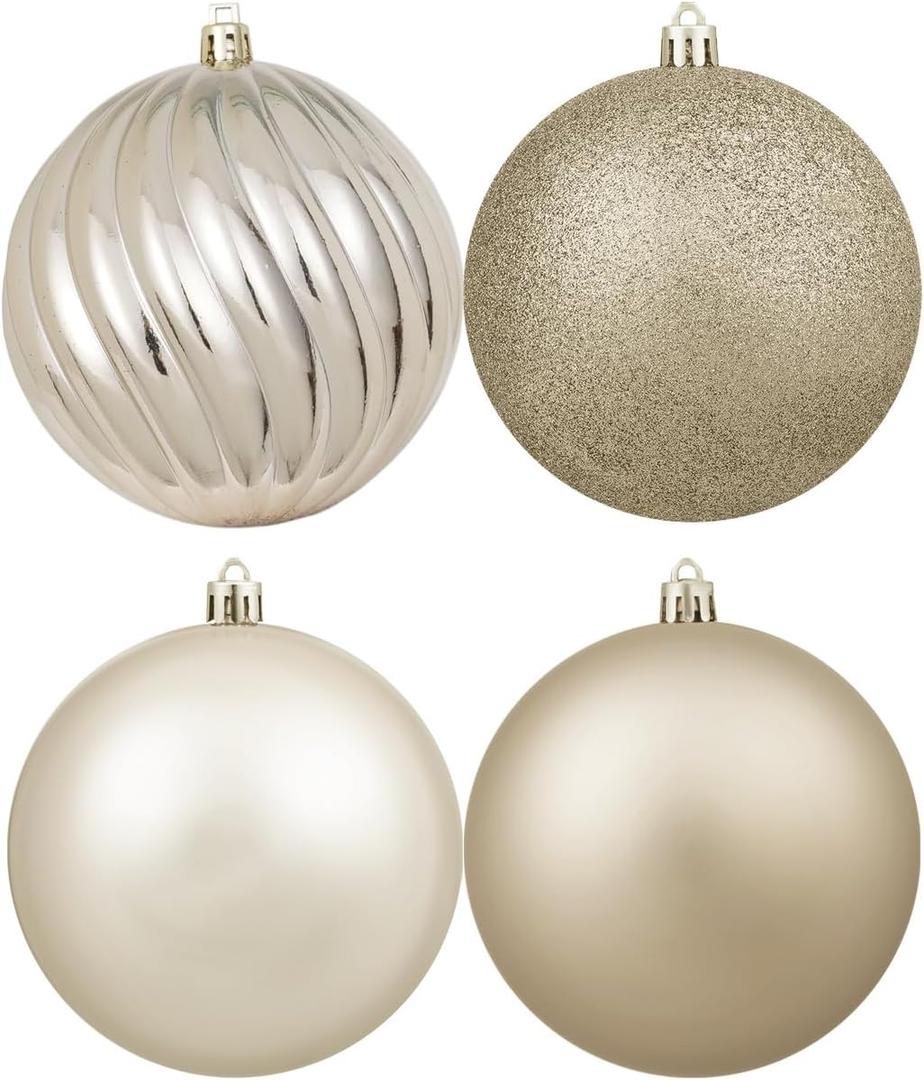 4in Large Christmas Ornaments Shatterproof Christmas Ball Ornaments Giant Hanging Balls Mercury Decorations for HolidayChampagne,4PC
