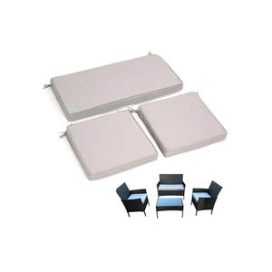 3-Pack Outdoor Patio Furniture Replacement Cushions Set–High-Elastic Sponge Cushions Fit 4-Piece Wicker Rattan Sofa, Loveseat & Chairs, 36x18x2 & 18x18x2, Waterproof, Fade-Resistant (Light gray)