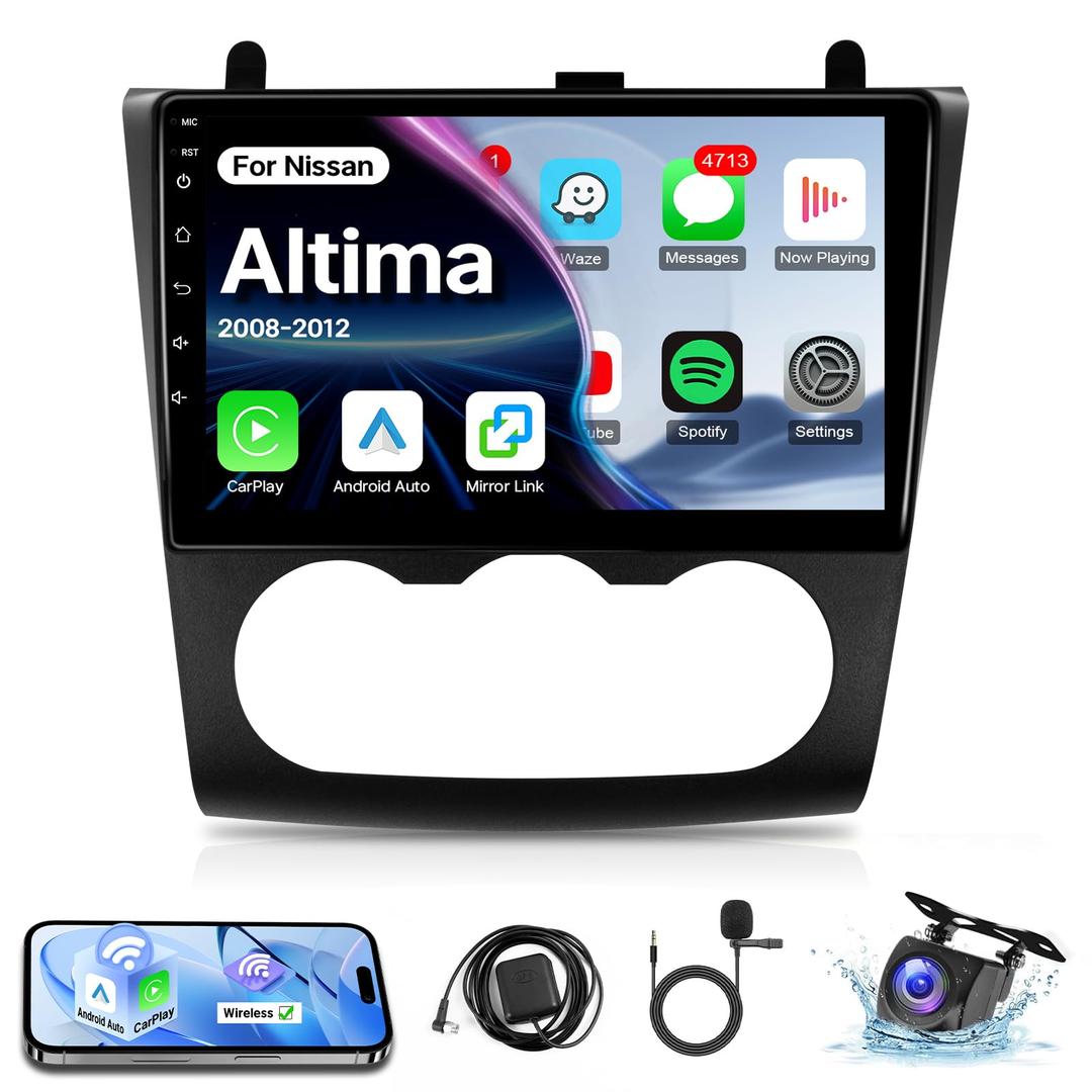 Leadfan Car Radio for Nissan Altima 2008 2009 2010 2011 2012 Car Stereo with Wireless Apple Carplay Android Auto, 9 inch Touch Screen for Altima Radio Bluetooth in Dash GPS WiFi FM SWC Camera