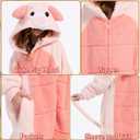 Unpifolov Kids Pig Cosplay Costumes Unisex Animal Children Teenager Jumpsuit (XS fit height 4'3"-4'9", Pink)