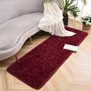 Burgundy Red Runner Area Rugs for Bedroom Living Room, 2x4 Feet Fluffy Bedside Rugs, Soft Shaggy Carpet for Kids Room Nursery, Cute Furry Rugs for Girls Boys Dorm Room Home Decor