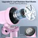 Rechargeable Fabric Shaver for Clothes: 6-Leaf Blades & 3 Speeds to Remove Pilling, Fuzz & Lint Balls - with LED Display, Portable Electric Lint Remover for Sweater, Couch, Blanket, Furniture (Pink)