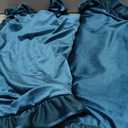 KKJIAF Teal Velvet Throw Pillow Covers 20 x 20 Inch Set of 2, Ruffle Euro Pillow Shams Velvet Square Pillow Case for Sofa Bedroom Couch Decorative