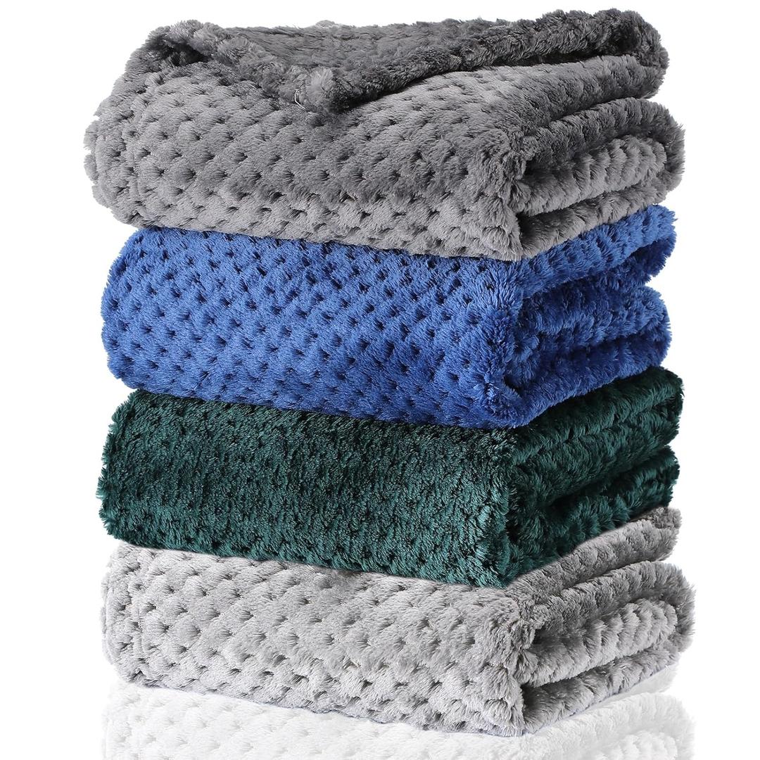 Frienda 4 Pcs Baby Fuzzy Blanket Fluffy Baby Blanket for Boys Girls Soft Warm Infant Newborn Toddler Receiving Nursery Bed Supplies, 32 x 24 Inch(Dark Color)