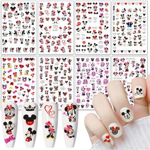 Valentines Nail Stickers Cute Cartoon Nail Art Stickers 3D Self Adhesive Nail Design Sticker Supply Valentines Day Romantic Love Heart Rose Cartoon Mouse Nail Decals for Women Girls DIY Manicure
