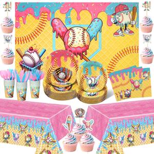 Suclain 203 Baseball Ice Cream Drip Birthday Party Decorations Serves 25