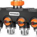 VIVOSUN Garden Hose Splitter 4 Way, Heavy Duty Water Hose Connector 3/4", Water Hose Manifold, Faucet Adapter with Comfortable Rubberized Grip for Drip Irrigation, Lawns