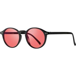Indoor Fluorescent-41 Pink Tinted Blue Light Blocking Glasses Round Migraine Light Sensitivity Computer Gaming Glasses Photophobia Fluorescent LED Glare Women Men AB3303