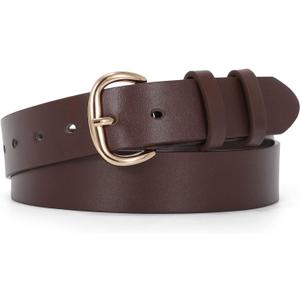 JASGOOD Women Leather Belt for Jeans Pants Gold Buckle Lady Casual Dress Waist Belt (Fit waist size 51"-54")
