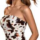 Verdusa Women's Leather Top Backless Tube Top Strapless Crop Corset Tops Going Out Outfits (M)