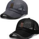 stablerice 2 Pieces Summer Mesh Baseball Cap for Men Women Adjustable Breathable Caps Casual Trucker Mesh Hat Baseball Hats
