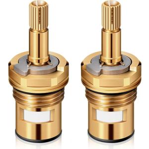 Enhon 2 Pack Faucet Cartridge Compatible with American Standard 994053-0070a or 994053-0070a/H Bathroom Kitchen Bathtub Faucet Stem Replacement, 4z-24h Hot and Cold Replacement Stem, Brass