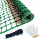 Safety Fence Plastic Mesh Fencing Roll, 4'x100' Feet 1 Roll with 100 Zip Ties, Temporary Reusable Netting for Snow Fence, Garden, Construction and Animal Barrier (SW 8.73 lb/roll, Green)