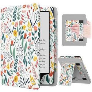 MoKo Case for 7"/6.8" Kindle Paperwhite(12th/11th Generation-2024/2021) and Kindle Colorsoft Signature Edition, Slim PU Shell Cover Case with Auto-Wake/Sleep for Kindle Paperwhite 2024, Flowers