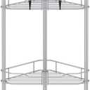 4 Tier Floor Standing Corner Shower Caddy Organizer Shelf with Hooks, Bathroom Shelves Stand Rack, Silver