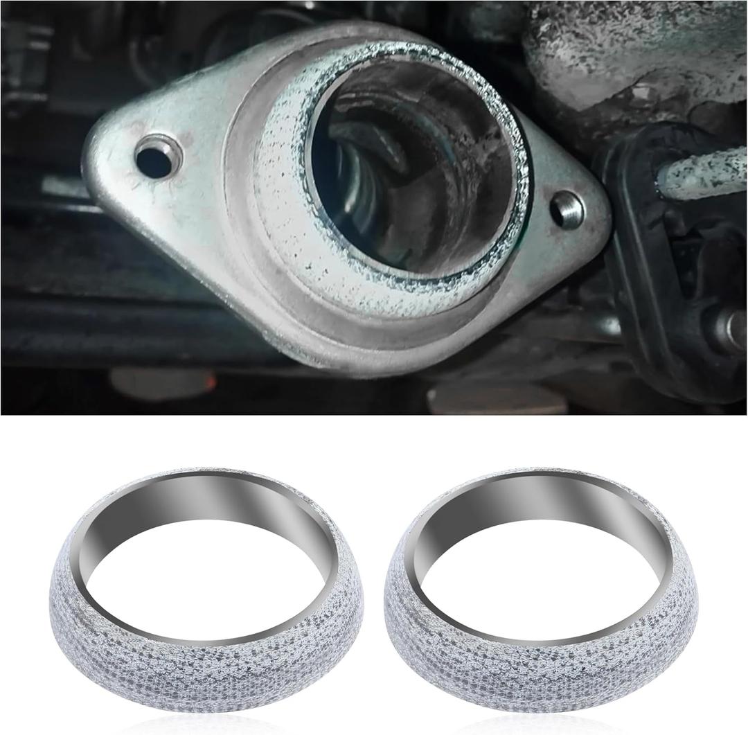 2PCS ID 60mm Car Exhaust Flange Gaskets,Sealed Exhaust Manifold Gasket for Manifold and Piping Connections,Universal Replacement Exhaust Donut Gasket for Noise Reduction (60mm)