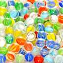 POPLAY Marbles for Kids, 115PCS Cat Eye Glass Marble, Mixed 6 Colors with Gift Box, for Chinese Checkers Board Games, Party Favor Gifts