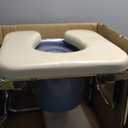 Medline Drop Arm Commode with Padded Seat and Backrest, Durable Toilet Chair for Adults and Seniors, Removable Pail, Splash Guard, Drop Down Arms for Easy Transfer, 350 lb. Weight Capacity, Tan